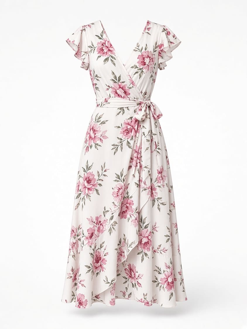 Floral Wrap Day Dress