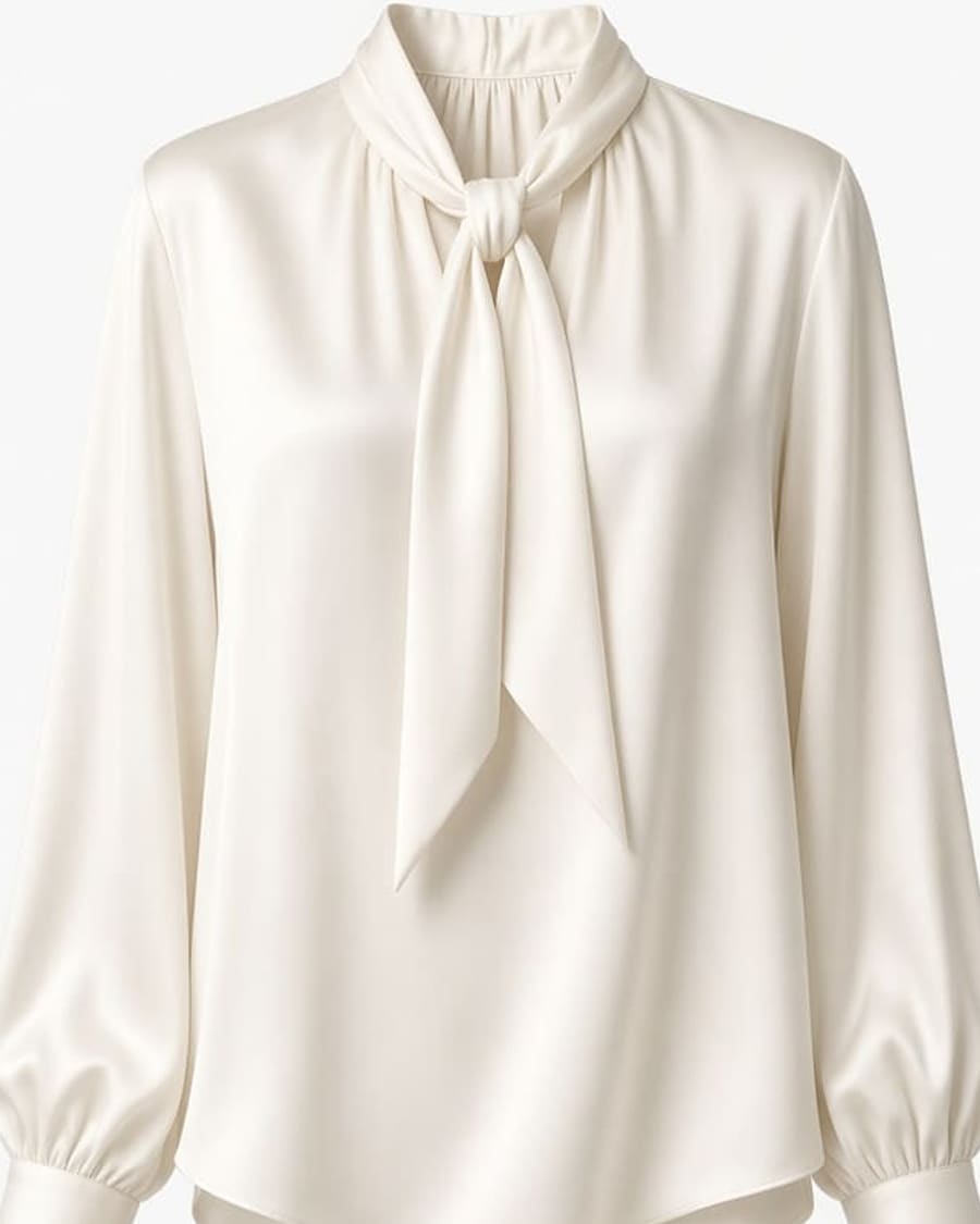 Silk Blouse with Tie Neck view 2