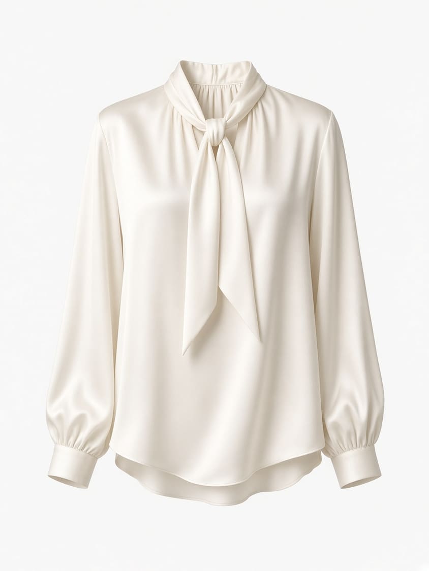 Silk Blouse with Tie Neck