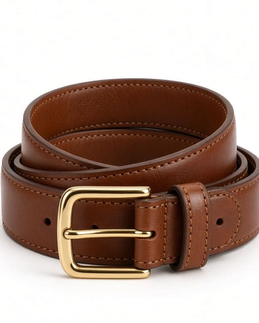Leather Belt with Gold Buckle view 2