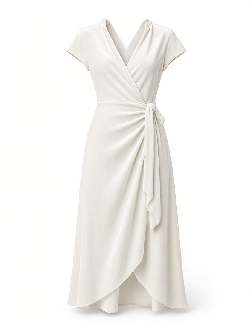 Velvet Wrap Midi Dress
