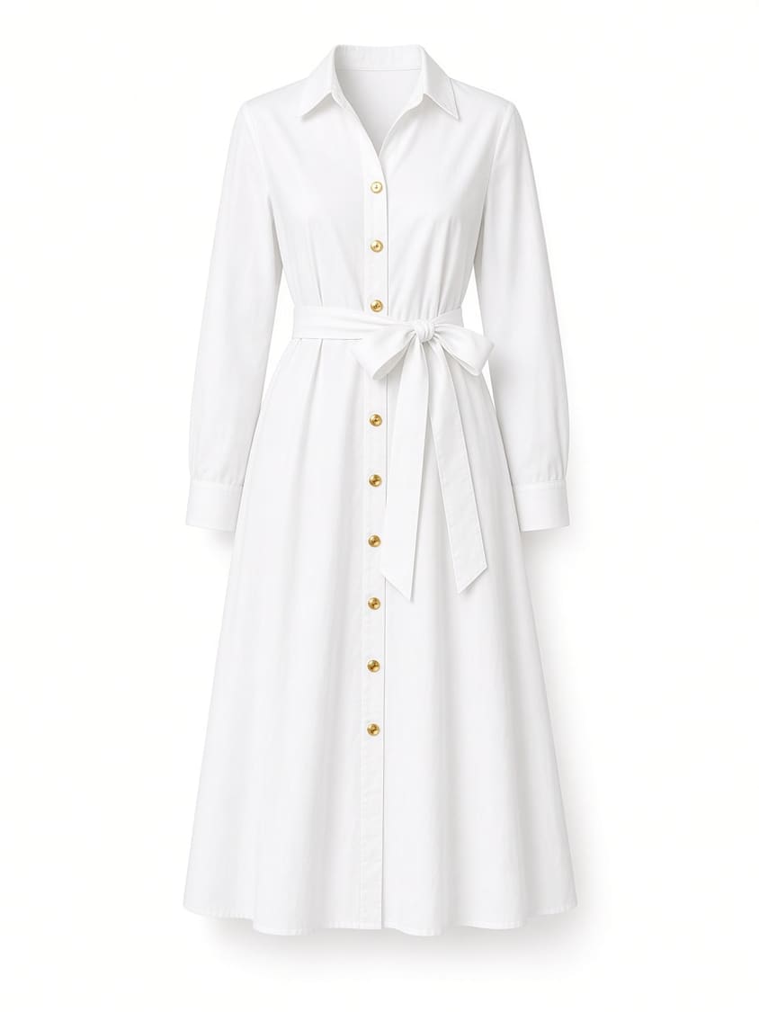 Shirtdress with Gold Buttons