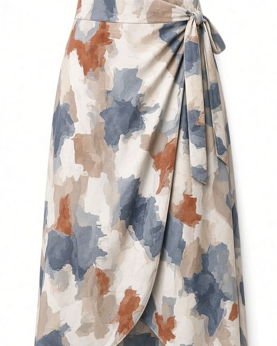 Printed Midi Wrap Skirt view 2